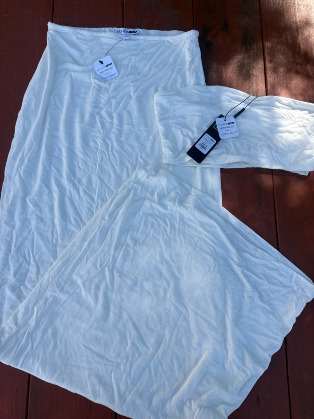 Fashion Nova Matching Set White Tube Top And Body-con Maxi Skirt Size M Regular